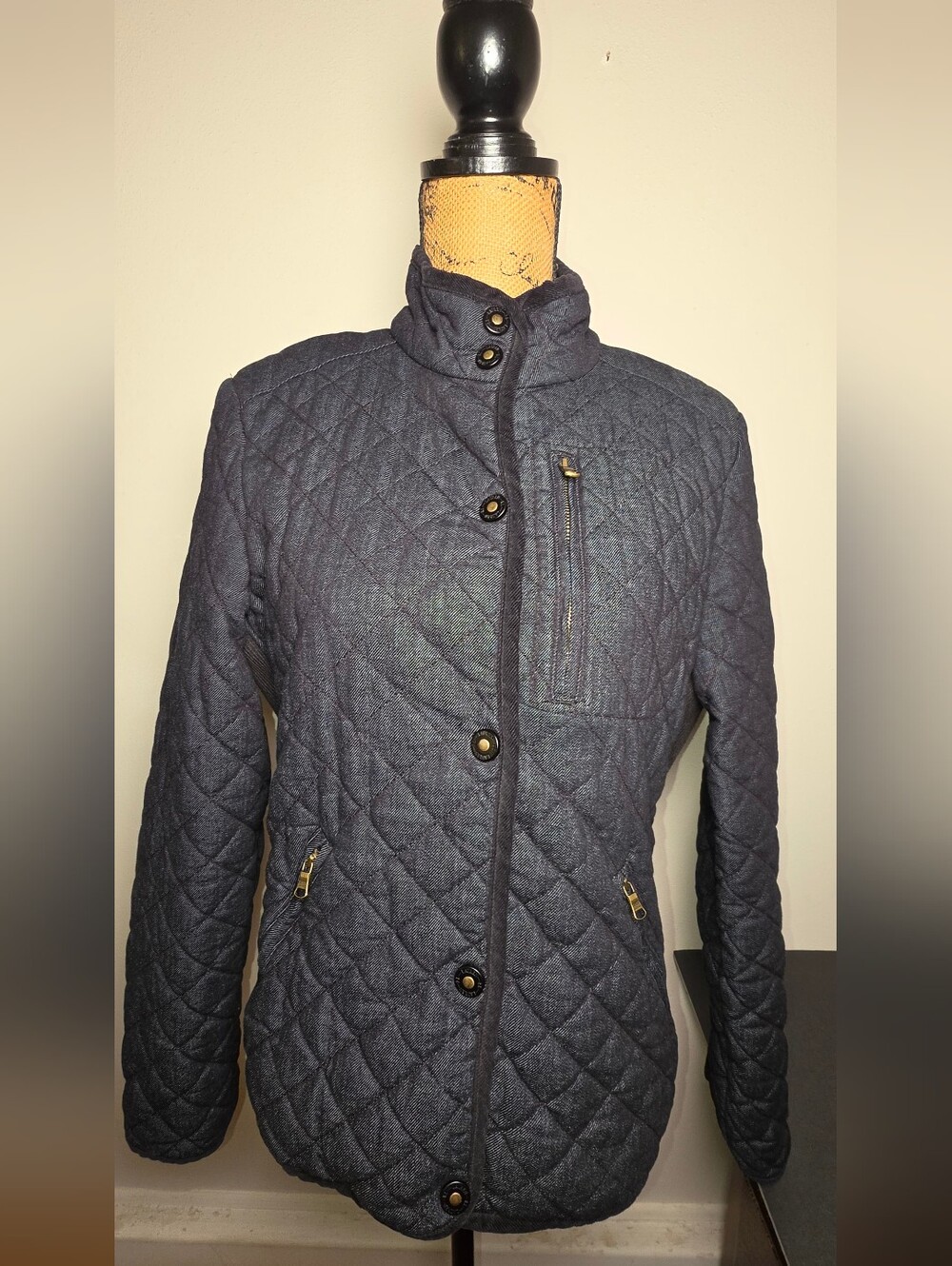 Quilted Equestrian Women's Jacket in Dark Blue